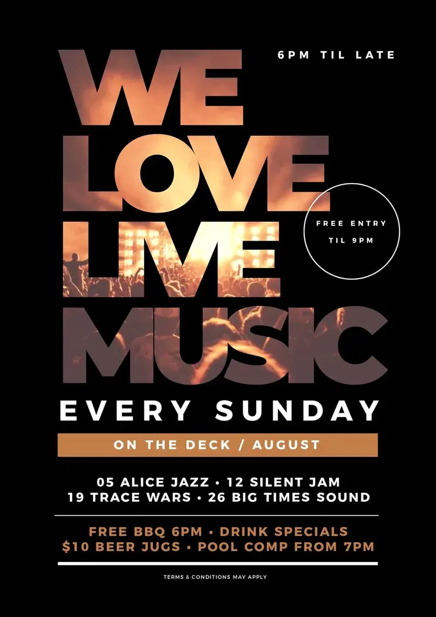 Event poster before the edit. Text reads: EVERY SUNDAY