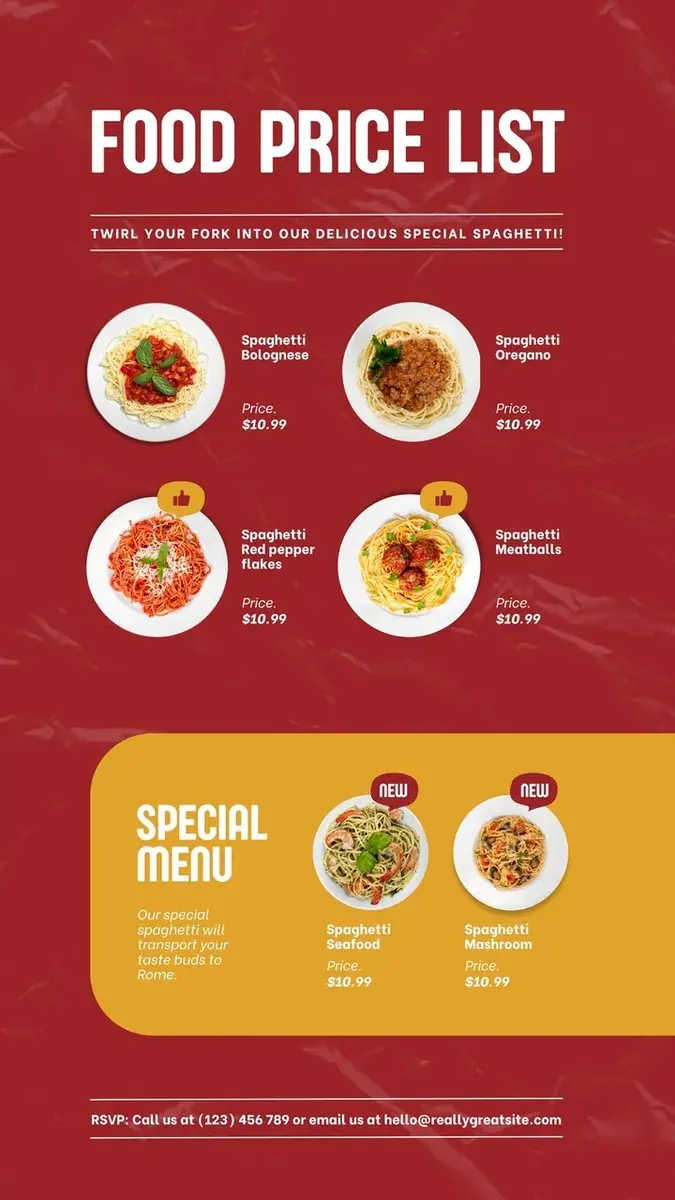 Menu board before the edit. Text reads: FOOD PRICE LIST