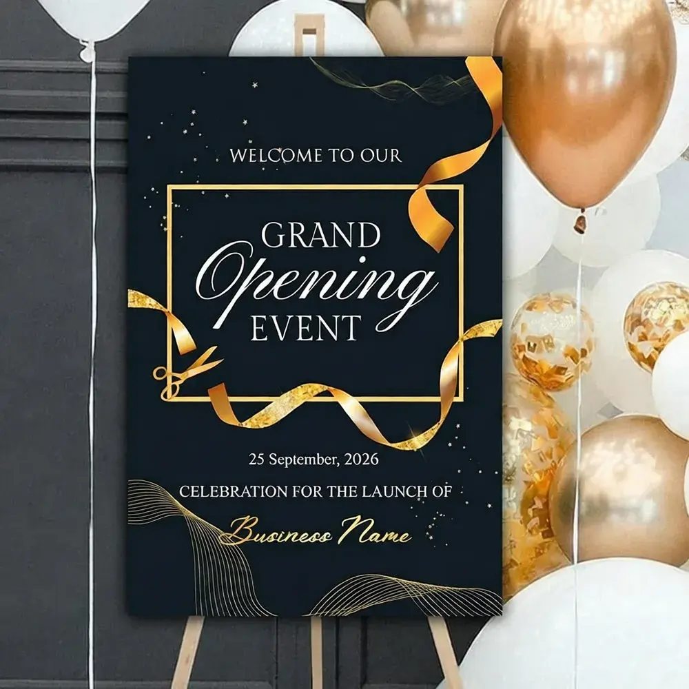 Grand opening board after the edit. The date now reads: 25 September, 2026