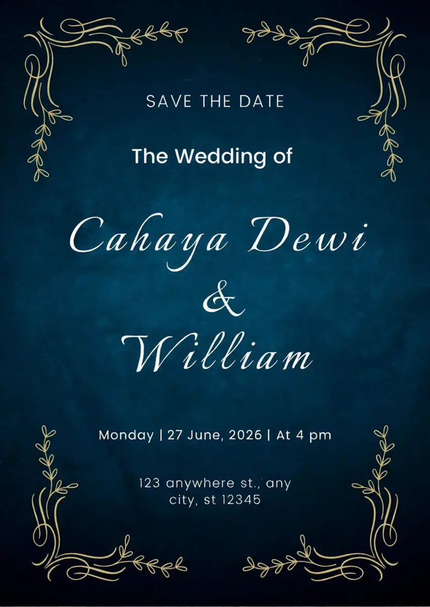 Wedding invitation after the edit. The date now reads: 27 June, 2026